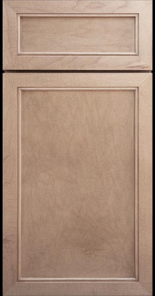 Alpine Slim narrow stile and rail cabinet door with a flat center panel in a Ghost stain